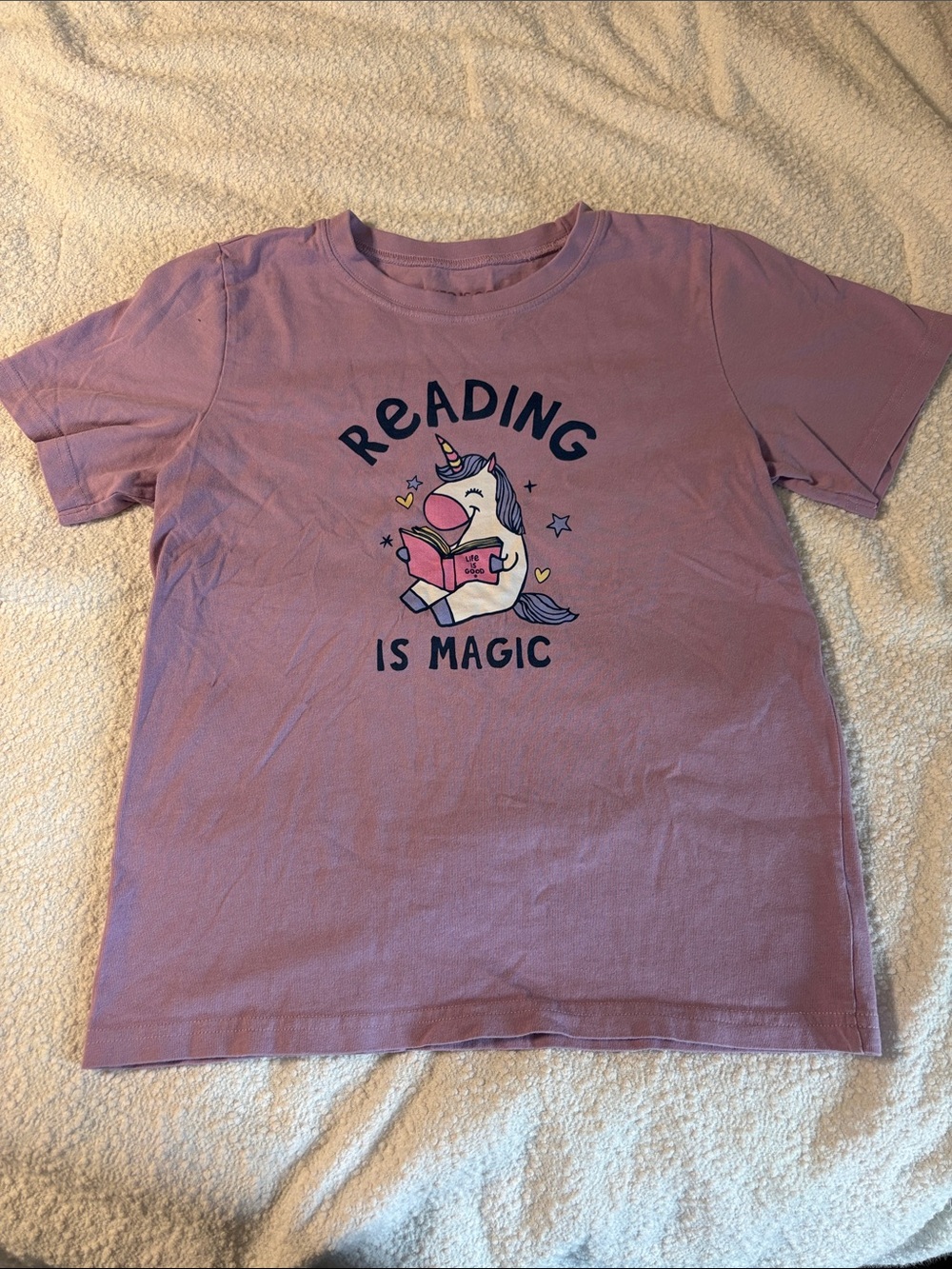 Life Is Good Purple 'Reading Is Magic' Unicorn Tee